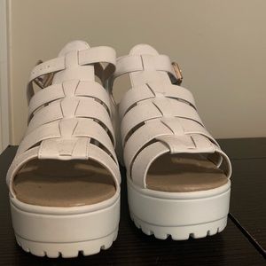 White platform sandals
